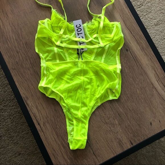 Bright Neon Lace Backless Bodysuit - Picture 6 of 12